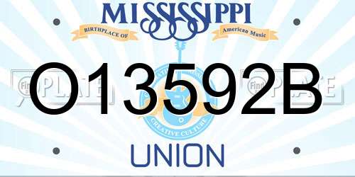 O13592B Mississippi License Plate