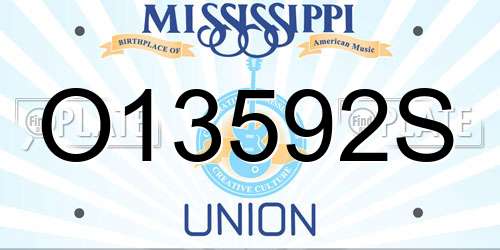 O13592S Mississippi License Plate