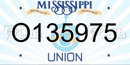 O135975 Mississippi License Plate