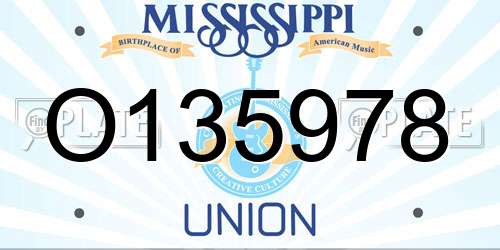 O135978 Mississippi License Plate
