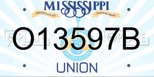 O13597B Mississippi License Plate