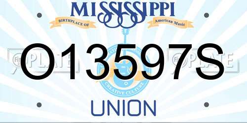 O13597S Mississippi License Plate