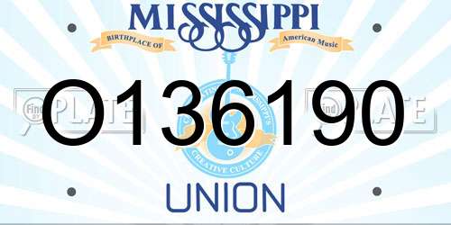 O136190 Mississippi License Plate