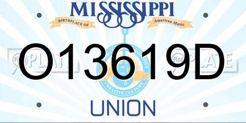 O13619D Mississippi License Plate