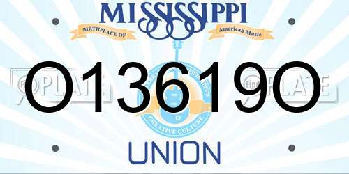 O13619O Mississippi License Plate