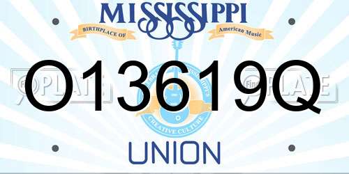 O13619Q Mississippi License Plate