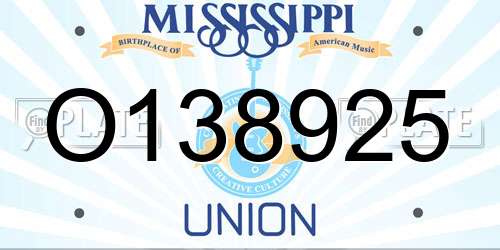 O138925 Mississippi License Plate