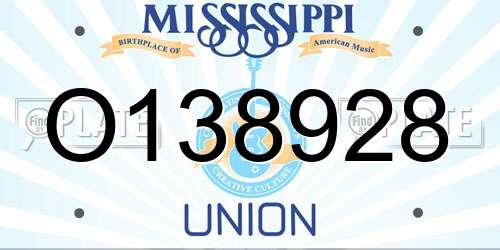 O138928 Mississippi License Plate