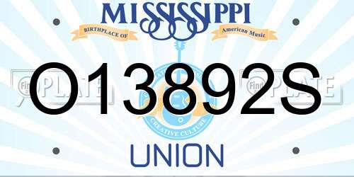 O13892S Mississippi License Plate