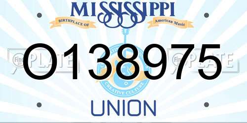 O138975 Mississippi License Plate