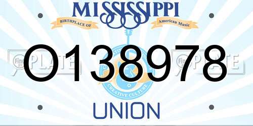 O138978 Mississippi License Plate