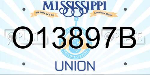 O13897B Mississippi License Plate