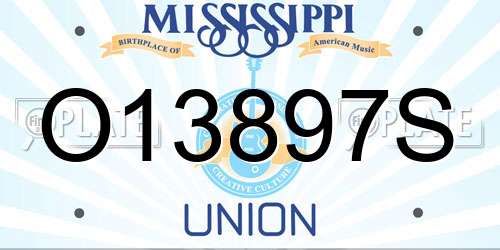 O13897S Mississippi License Plate