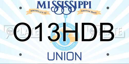 O13HDB Mississippi License Plate