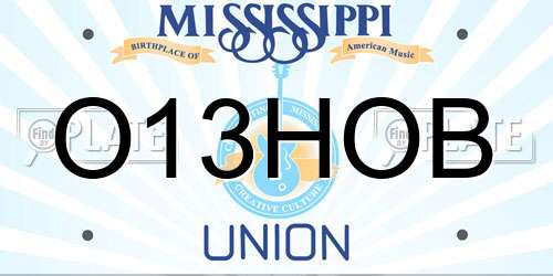 O13HOB Mississippi License Plate