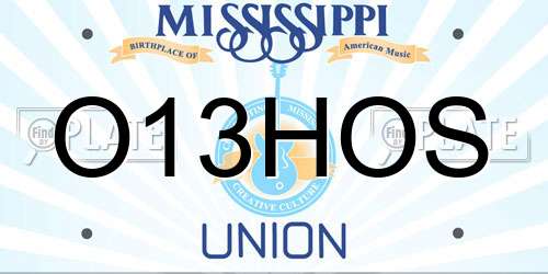O13HOS Mississippi License Plate