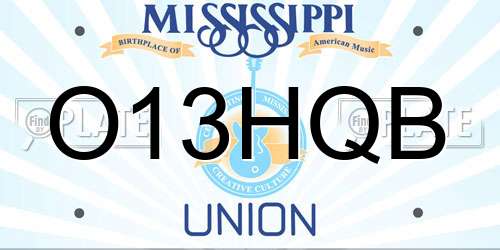 O13HQB Mississippi License Plate