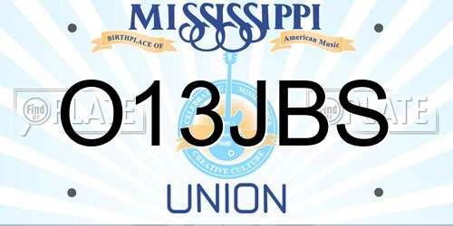 O13JBS Mississippi License Plate