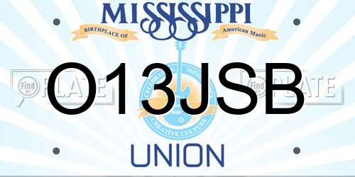 O13JSB Mississippi License Plate