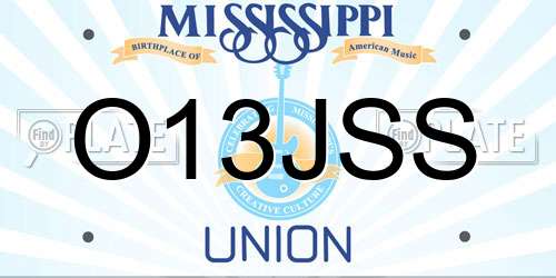 O13JSS Mississippi License Plate