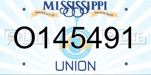 O145491 Mississippi License Plate