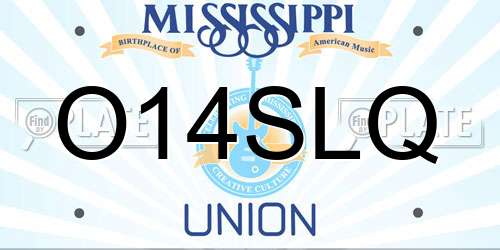 O14SLQ Mississippi License Plate
