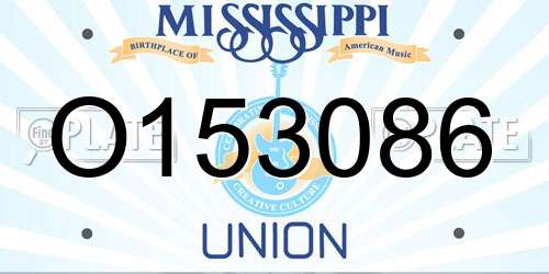 O153086 Mississippi License Plate