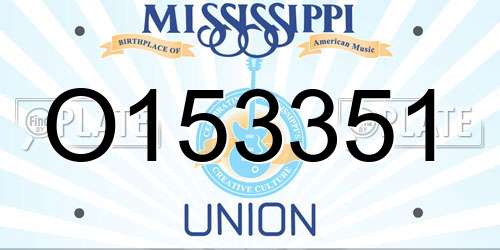 O153351 Mississippi License Plate