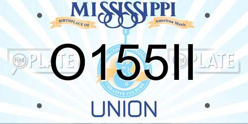 O155II Mississippi License Plate