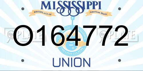 O164772 Mississippi License Plate