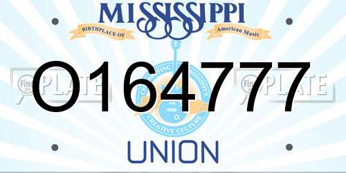 O164777 Mississippi License Plate