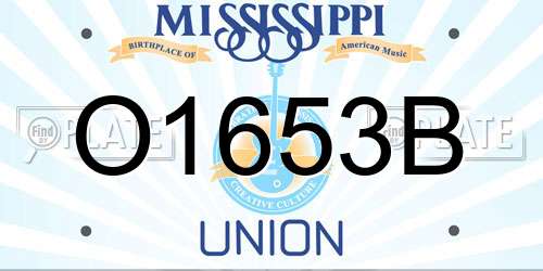 O1653B Mississippi License Plate