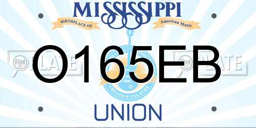 O165EB Mississippi License Plate