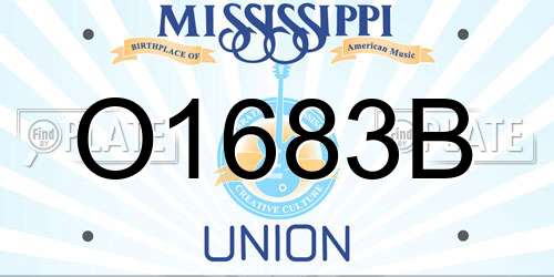 O1683B Mississippi License Plate