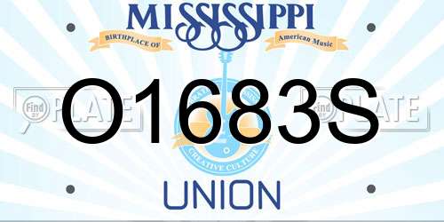 O1683S Mississippi License Plate