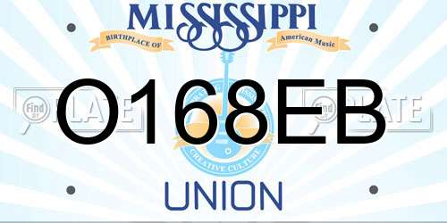 O168EB Mississippi License Plate