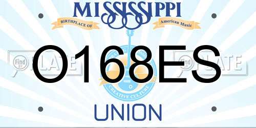 O168ES Mississippi License Plate