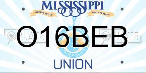 O16BEB Mississippi License Plate
