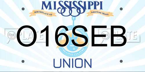 O16SEB Mississippi License Plate