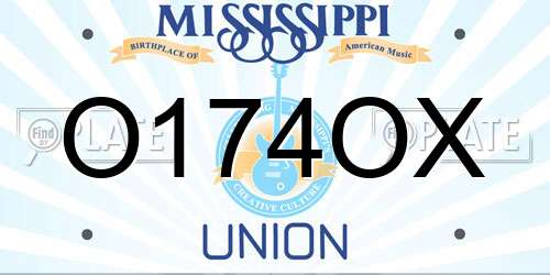 O174OX Mississippi License Plate