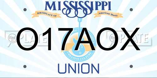 O17AOX Mississippi License Plate
