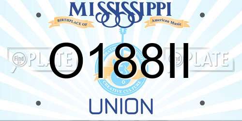 O188II Mississippi License Plate
