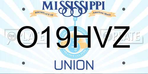 O19HVZ Mississippi License Plate