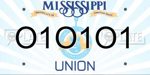 O1O1O1 Mississippi License Plate