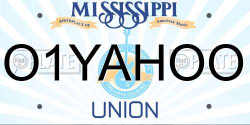 O1YAHOO Mississippi License Plate
