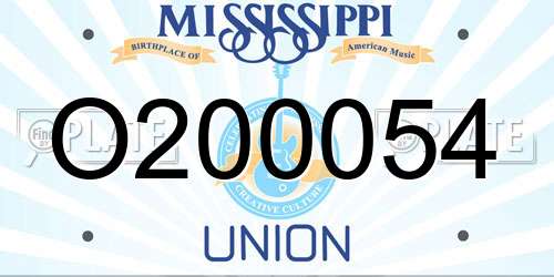 O200054 Mississippi License Plate