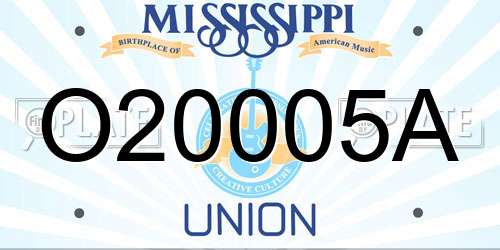 O20005A Mississippi License Plate