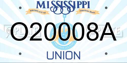O20008A Mississippi License Plate