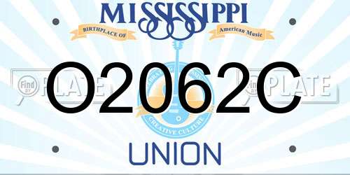 O2062C Mississippi License Plate