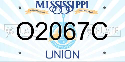 O2067C Mississippi License Plate